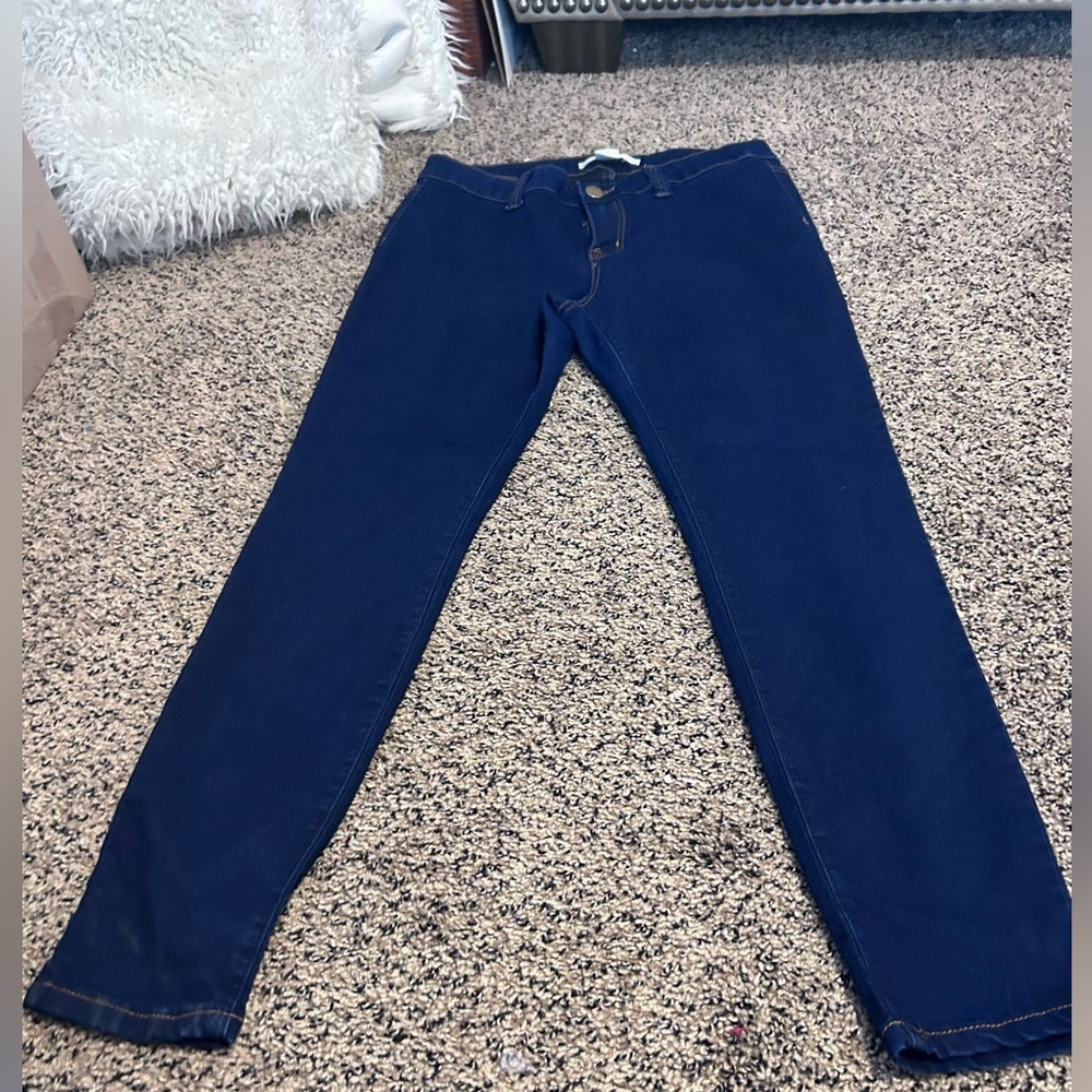 FURY Brand Women's Pullon Dark blue denim Straight Ankle Jeans Size 14 made USA